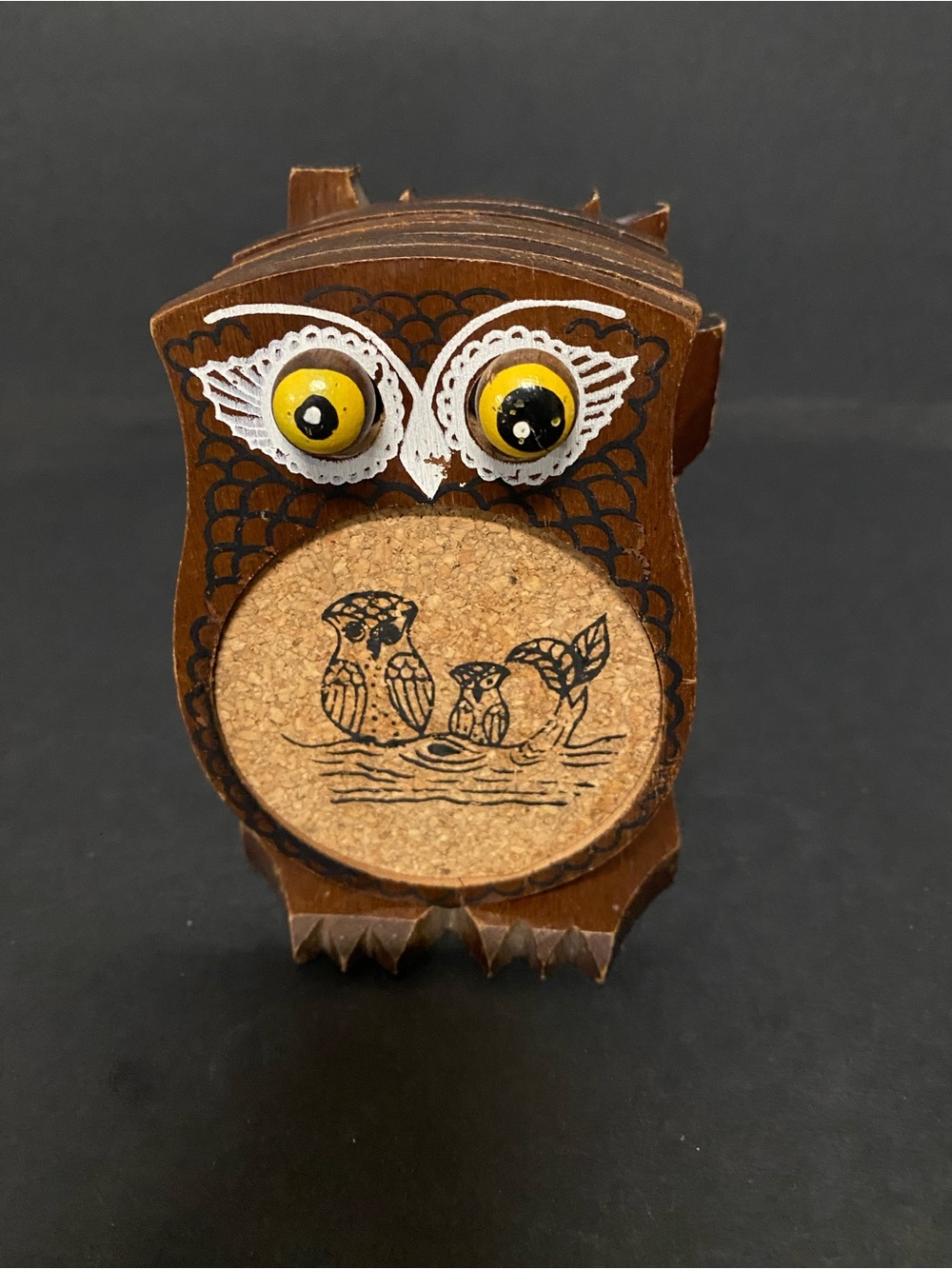 Vintage Mid-Century stacking owl coasters